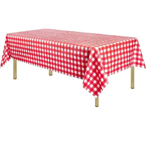 Red gingham plastic tablecloth 
