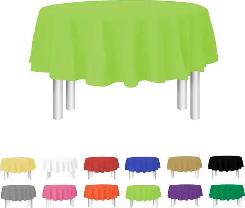 Lime green plastic round table cloths 