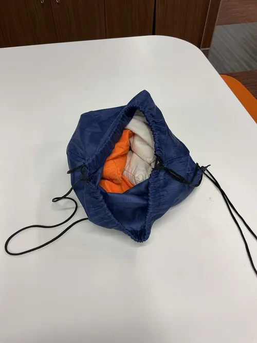 Orange and white bean bags 
