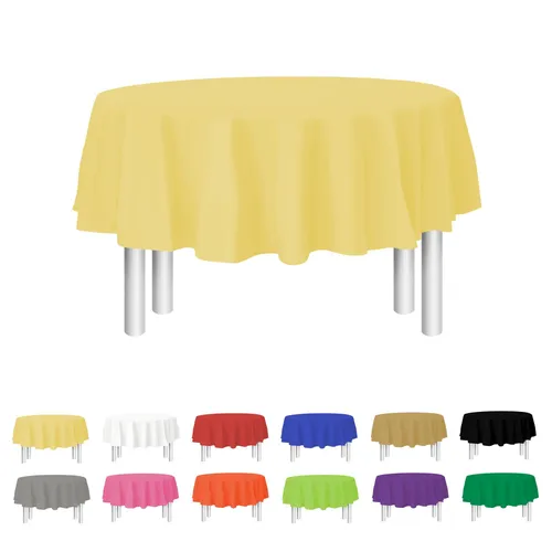 Round yellow plastic tablecloths 
