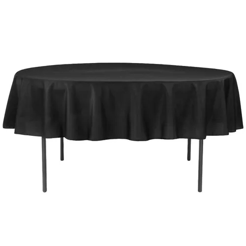 Black circular plastic tablecloth 