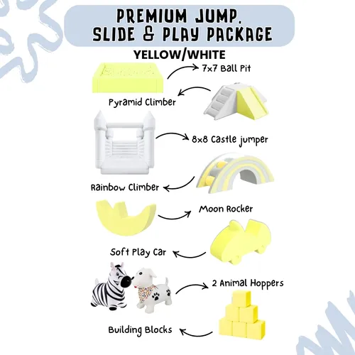 Premium Jump, Slide & Play Package - Yellow/White