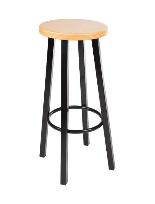 Barkruk rond met voetsteun