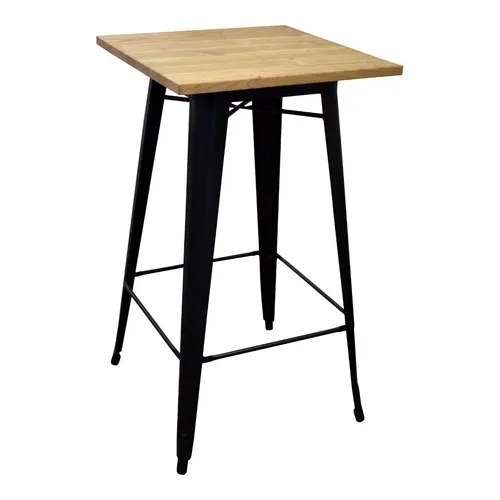 Bartafel zwart met houtenblad