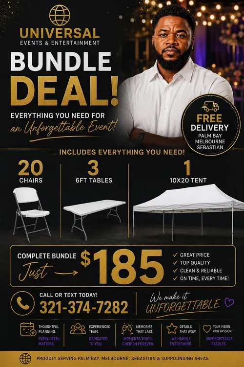 Tent Tables Chairs Bundle 10x20