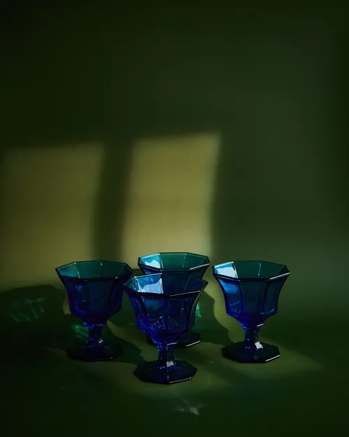 Faceted Blue Sherbet Coupe