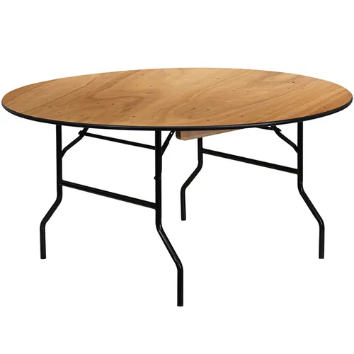 5' round folding table wood