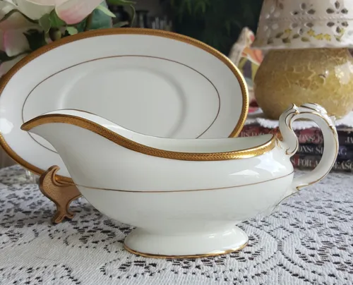 Gold Trimmed Gravy Boat