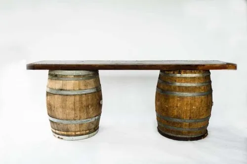 Wine barrel table