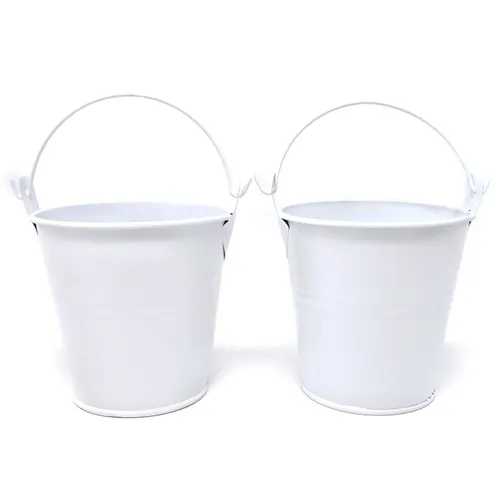 Small White Metal Bucket