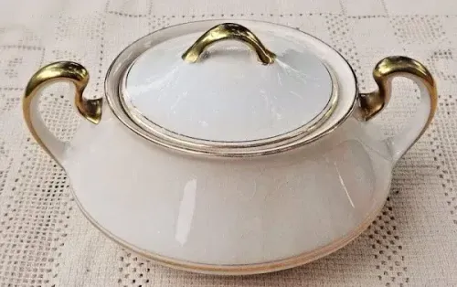 Gold Trimmed Sugar Bowl