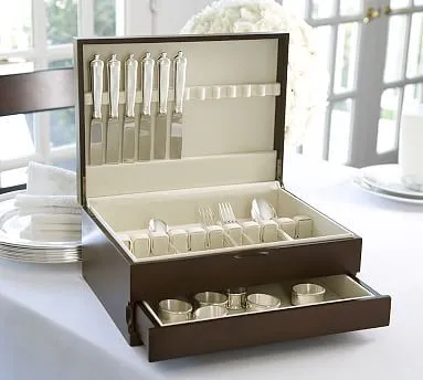 Wooden Box of Flatware