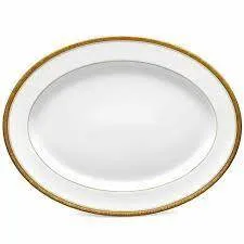 Gold Trimmed Oval Serving Plate