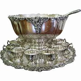 Silver 3-gallon Punch Bowl Set