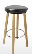 Wood Bar Stool with black seat