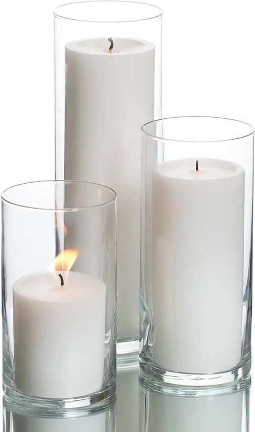 Glass Cylinder Vase with Natural Wax Candle