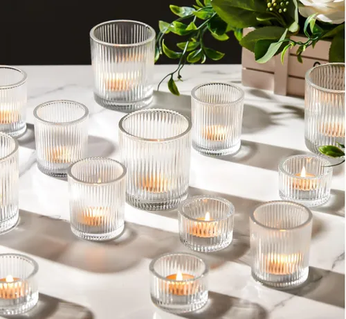 Clear Ribbed Glass Votives