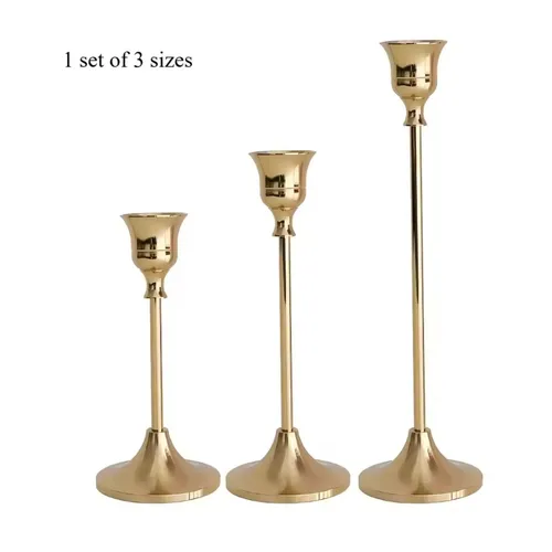 Vintage Gold Tapper Candle Holder set of 3