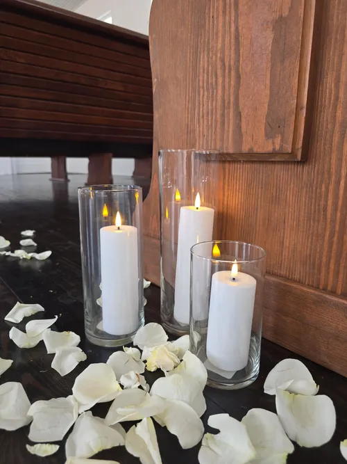 Glass Cylinder Vase with Fake Candle Set Of 3