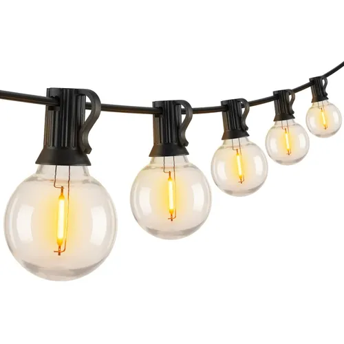 50ft Black String Premium LED Cafe Lights-Warm White