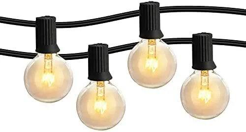 100ft Black String Premium LED Cafe Lights-Warm White