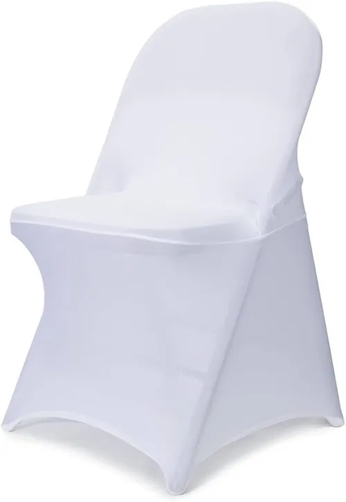 White Spandex Stretch Fitted Folding Chair Cover