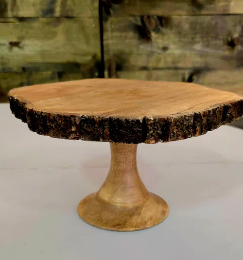 Wood cake stand - live edge - 13 in 