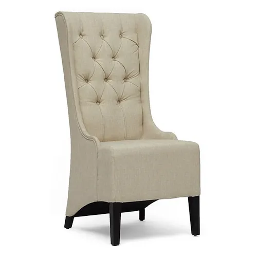 High back beige chair