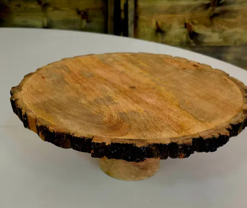 Wood cake stand - live edge 12 in
