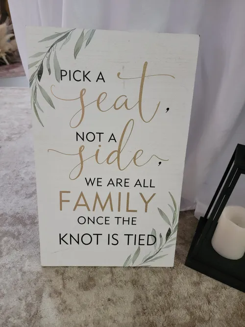 Pick at seat sign - white