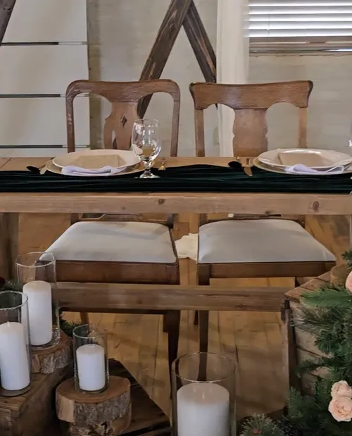 Antique wood Chair pair - Sweetheart table