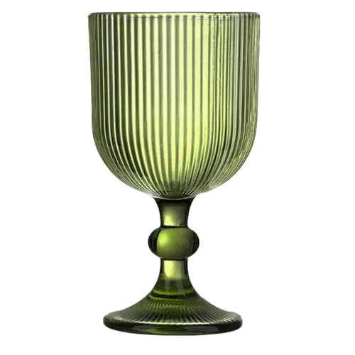 Green Ribbed Goblet