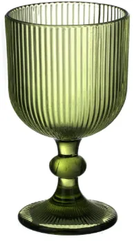 Green Ribbed Goblet