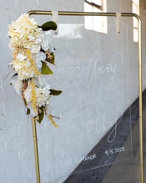 Gold frame for hanging sign