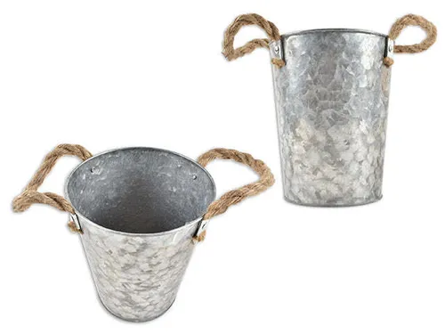 galvanized bucket with rope handles