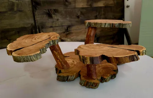 Wood 3 tier cake stand - live edge