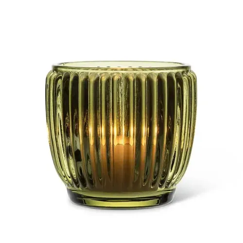 Green Ribbed votive