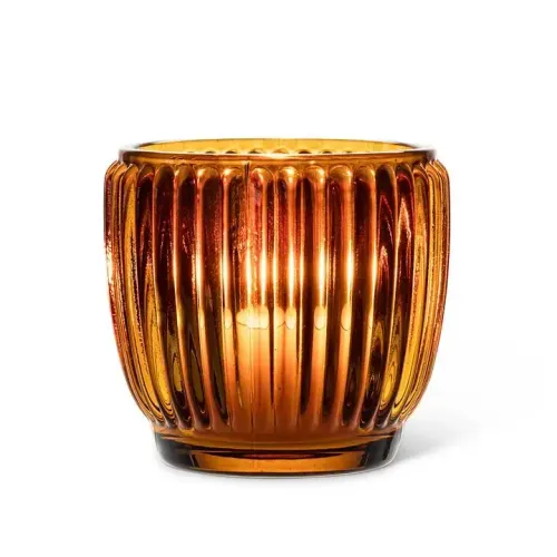 Amber ribbed votive