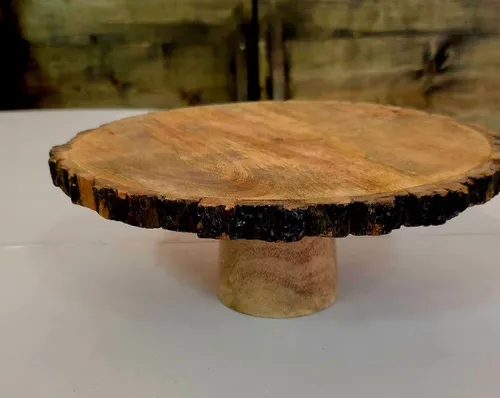 Wood cake stand - live edge 12 in