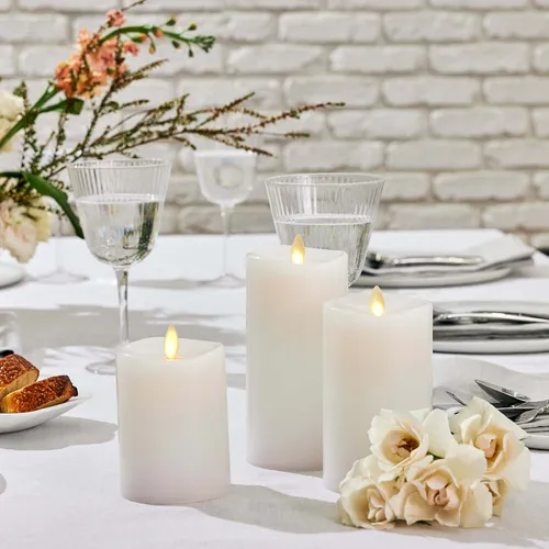 Pillar candles flameless - white set of 3