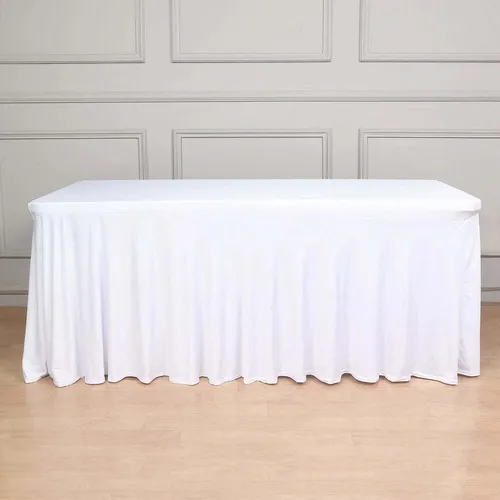 Table linen- White rectangle - 8 ft - spandex