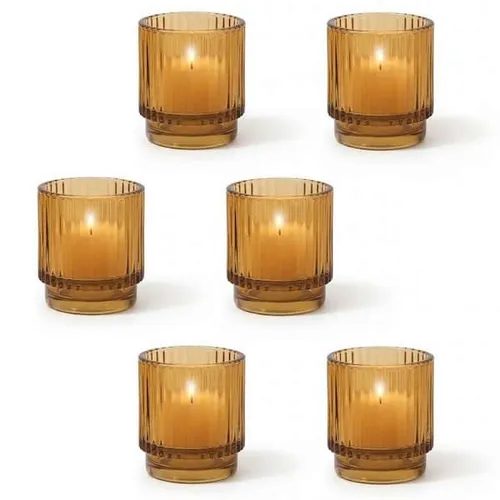 Votive - Amber ribbed