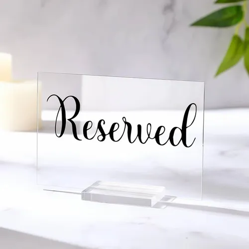 Reserve table signs clear