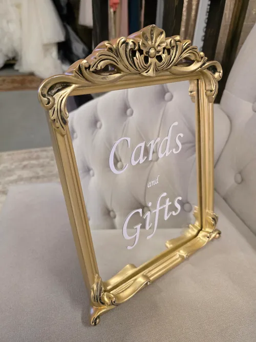 Cards and Gifts sign - gold ornate frame