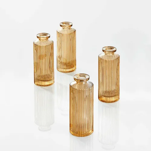 Amber bud vase - ribbed