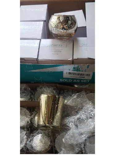 Mercury Gold Glass Votive Holders