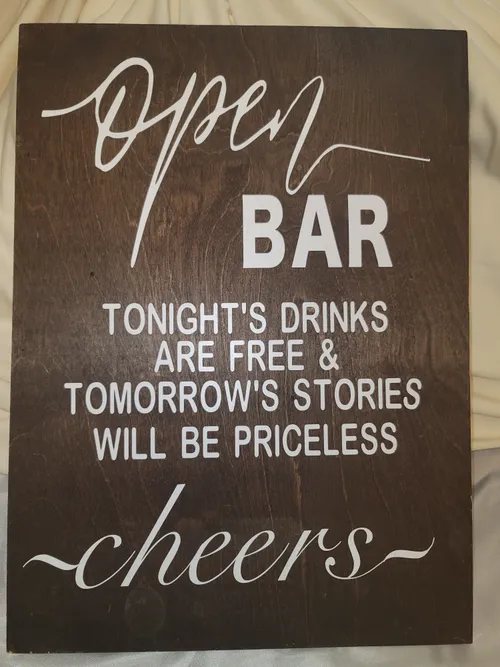 Open Bar Wood Sign
