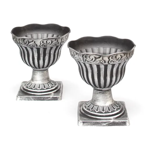 Silver urn planter