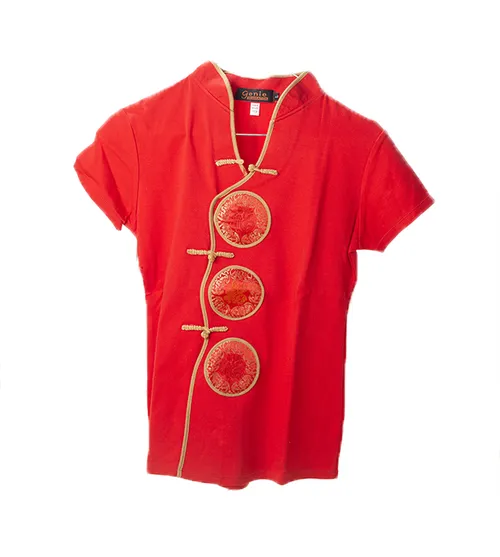 Asian shirt red with rond