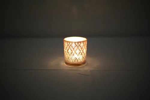 Pink candle jar with lights
